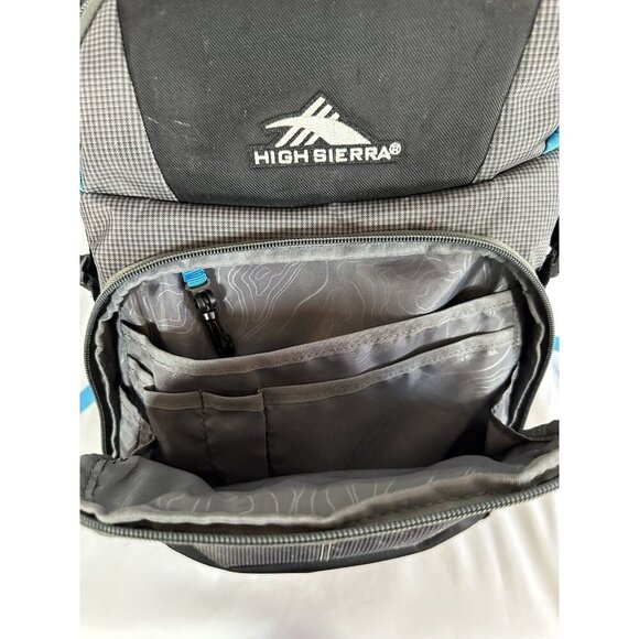HIGH SIERRA BACKPACK, AQUA/GREY, MULTI-POCKET, 20" X 15", Good COND. - Picture 15 of 16